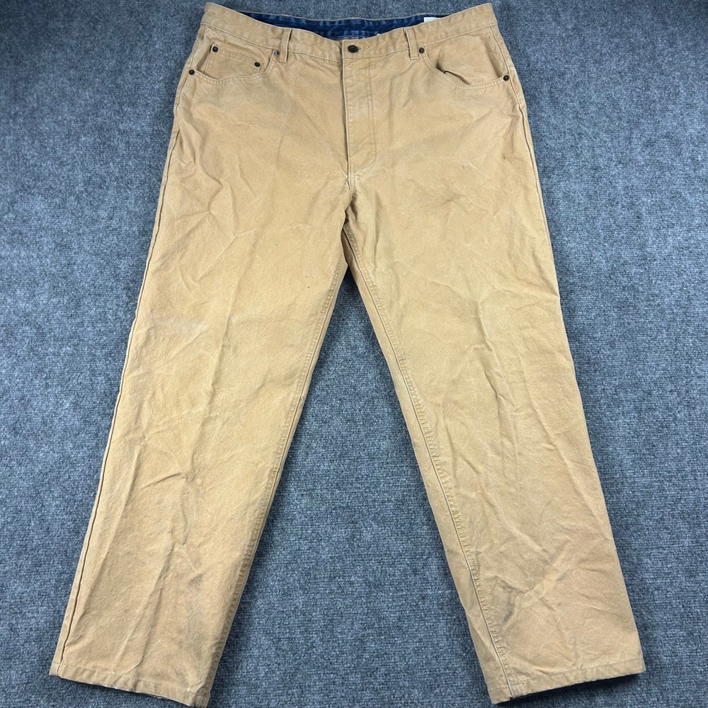 Orvis Canvas Pants Mens 40x30 Tan Cotton Straight Leg Outdoor Work Stonewash